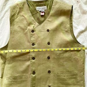 Linen double breasted vest, greenish, size40/42